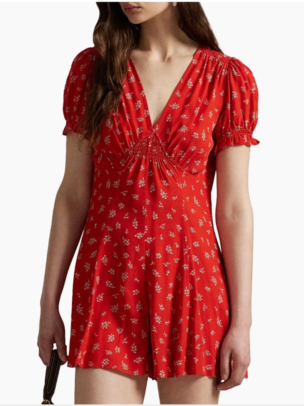 Polo Ralph Lauren Floral Crepe Romper- Winflower Red- Size 6